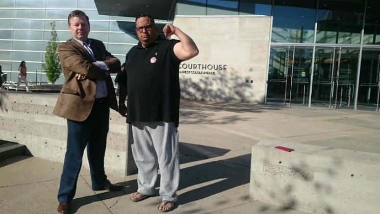 Attorney Rob Corry and Denver 420 Rally founder Miguel Lopez. Photo by Michael Roberts